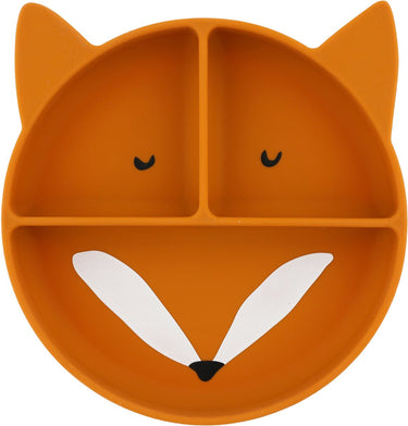Trixie siliconen bord met vakjes en zuignap - mr. fox