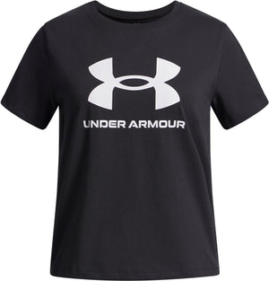 Under armour ua big logo ss unisex sportshirt - zwart - wit