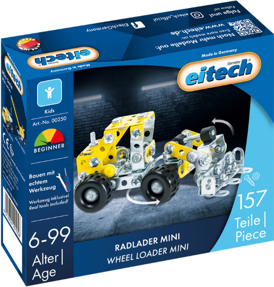 Eitech ® bouwdoos – mini wiellader shovel – 157-delig – metalen bouwpakket met gereedschap – constructiespeelgoed – vanaf 6 jaar