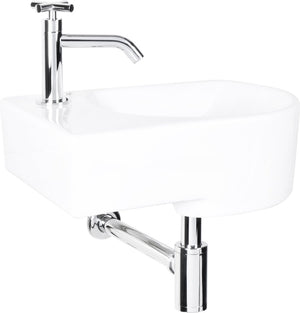 Differnz appollo fontein toilet links - set - fontein 41 x 27 cm inclusief fonteinkraan en sifon - keramiek - wit