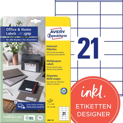Avery etiketten 3481-10 70 x 41
