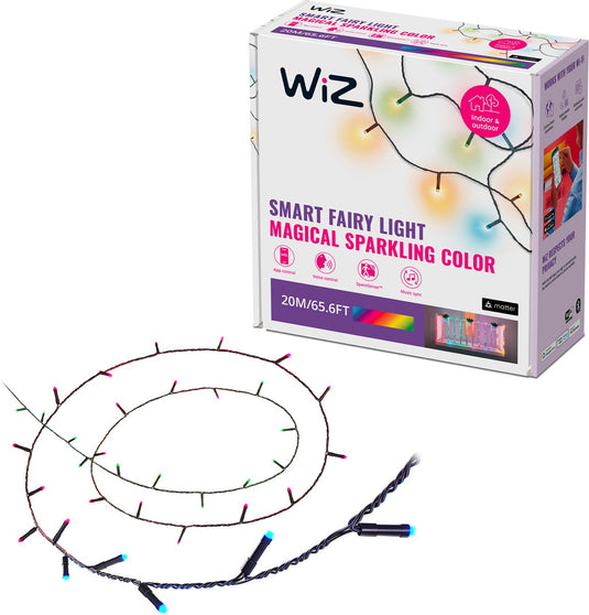 Wiz slimme lichtslinger - 20 meter - wit en gekleurd licht - 160 lampjes - 8 verschillende lichtzones - ook voor buiten