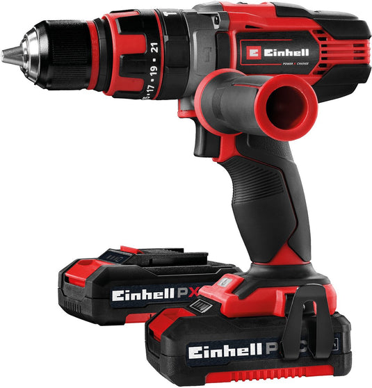 Einhell accu klopboor- schroefmachine te-cd 18 48 li-i kit - power x-change - 18 v li-ion - met impactfunctie - 2 snelheden - 48 nm - incl. 2x 2,0 ah accu en lader