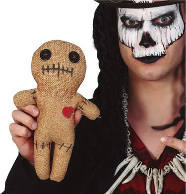 Fiestas guirca jute voodoo pop - 25 cm - halloween decoratie accessoire - voodoo horror popjes
