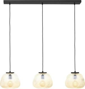 Brilliant kaizen - hanglamp - 3-lichts balk - glas - 3xe27 max 40w - amber zwart