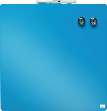 Nobo droog uitwisbaar mini magnetisch whiteboard - inclusief whiteboard marker, magneten en montagestickers - 36 x 36 cm - blauw