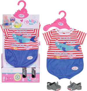 Baby born bad pyjama met schoenen - accessoires voor poppen tot 43cm - haaienthema