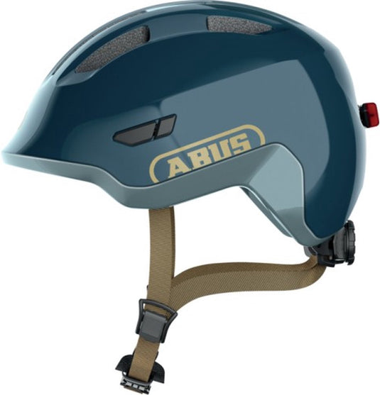 Abus kinderhelm smiley 3.0 ace led - fietshelm met licht - diepe pasvorm ruimte voor een vlecht - voor meisjes en jongens - glanzend blauw, maat m