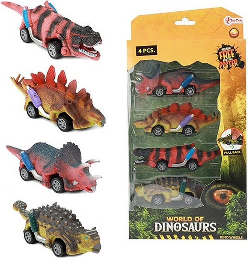 Afbeelding laden in galerijviewer, Toi-toys world of dinosaurs dino pullback auto, 4st.
