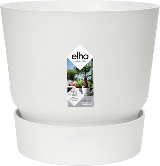 Elho greenville rond 47 - grote bloempot voor buiten met waterreservoir - 100% gerecycled plastic - ø 47 x h 44 cm - wit