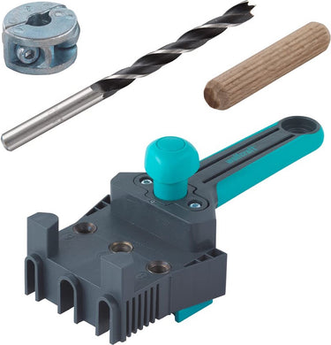 Wolfcraft - deuvelmal set inclusief 150 deuvels - deuvel mal - deuvelaar ø 8mm x 40mm - deuvel boormal - deuvelset - 8621000