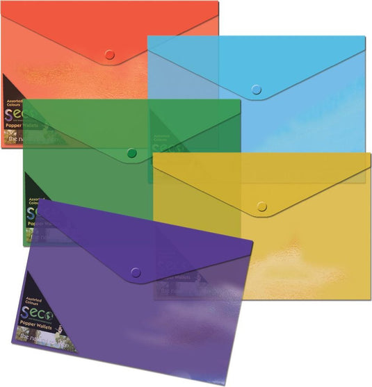 Seco envelopmap - a4+ - assorti - pp 180 micron - 5 stuks - milieuvriendelijk - se-tr005-ast