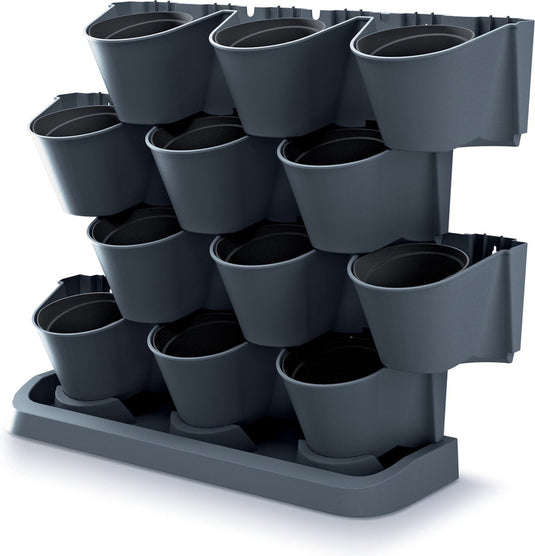 Prosperplast verticale tuin kunststof plantenpotten - staand - modulair - antraciet grijs - 67 x 18 x 57 cm - binnen buiten