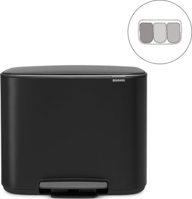 Brabantia bo prullenbak - 3 x 11 liter - afvalscheiding - matt black