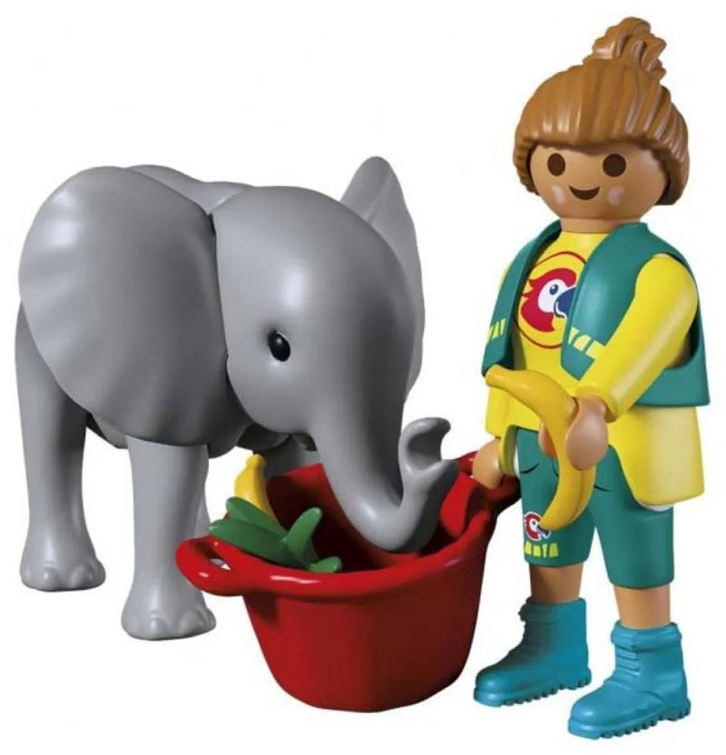 Afbeelding laden in galerijviewer, Playmobil animals friends dierentuin babyolifant en dierenverzorger - 72092
