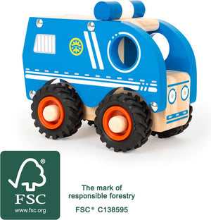 Small foot - houten politieauto blauw