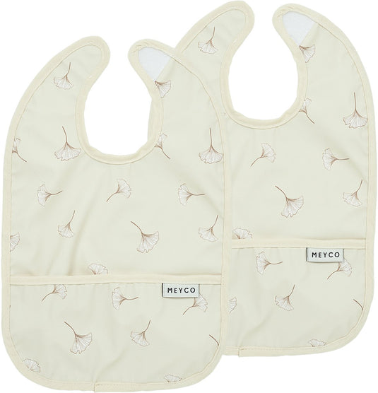 Meyco baby ginkgo slab met opvangbakje - 2-pack - soft sand