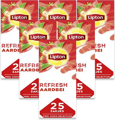 Lipton feel good selection zwarte thee aardbei (6x25 stuks)