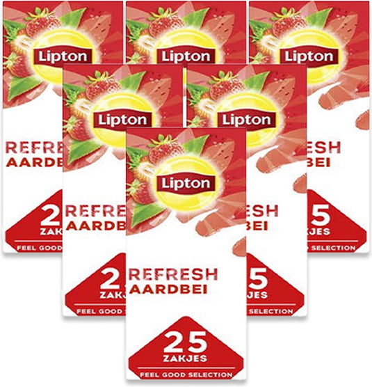 Lipton feel good selection zwarte thee aardbei (6x25 stuks)