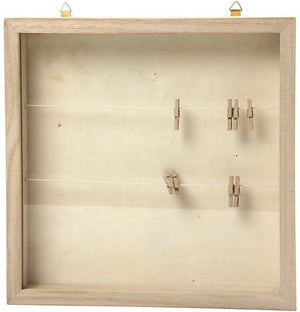 Creativ company houten 3d lijst waslijnen met knijpers 23x23 cm