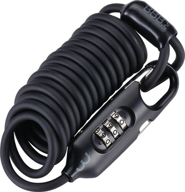 Bbb cycling kabelslot fiets - 180 cm - mountainbike en racefiets slot lichtgewicht - compact cijferslot: fiets, helm, bagage - klein fietsslot - coilsafe bbl-56