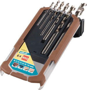 Wolfcraft - houtboor set - 6 delig - 3 tot 10mm - houtspiraalboorset hss - houtboor - 7120000