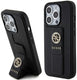Guess saffiano strass - iphone 15 pro max hoesje - grip stand - zwart - elegante bescherming
