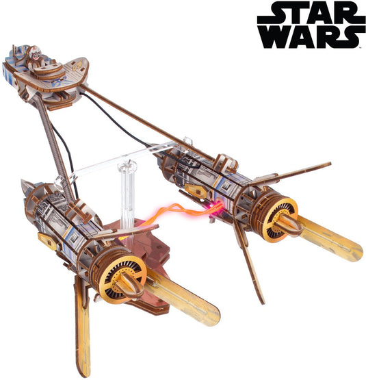 Ugears 3d modelbouw - anakin skywalker's podracer - star wars - mechanisch bouwpakket hout - educatief speelgoed