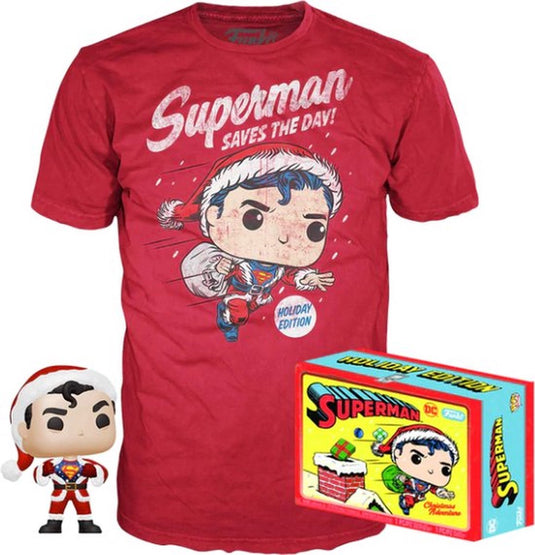 Funko pop! tee box: dc superman saves the day