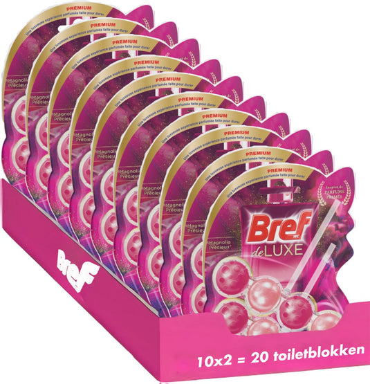 Bref - deluxe magnolia - toiletblok - elegantie en frisheid - langdurige geur - voordeelverpakking - 10x 2 stuks