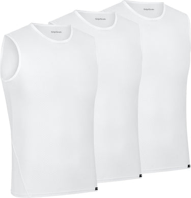 Gripgrab - ultralight 3pack mesh mouwloos base layer zomer fiets ondershirt polygiene zweethemd - wit - heren - maat xl