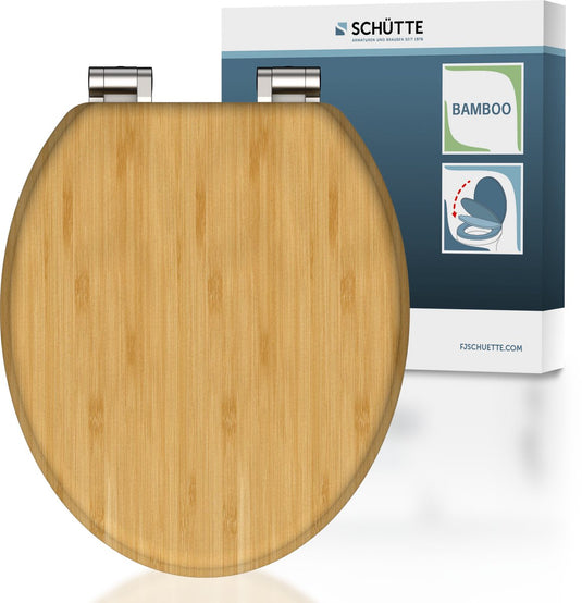 Schütte wc-bril 81101 natural bamboo - massief bamboe - soft close - verchroomde scharnieren - belastbaar tot 175 kg