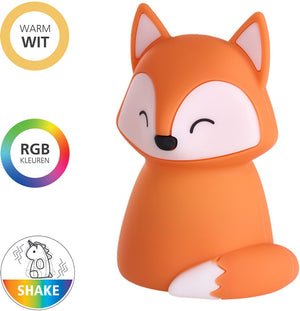 Eglo castellino vos nachtlampje kinderen baby - draadloos - 15 cm - oranje - rgb wit licht - oplaadbaar - touch bediening