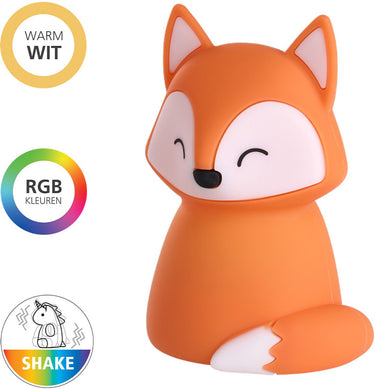 Eglo castellino vos nachtlampje kinderen baby - draadloos - 15 cm - oranje - rgb wit licht - oplaadbaar - touch bediening