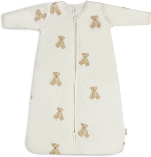 Jollein - baby winterslaapzak met afritsbare mouw (teddy bear) - katoen - winterslaapzakje baby, babyslaapzak - 90cm
