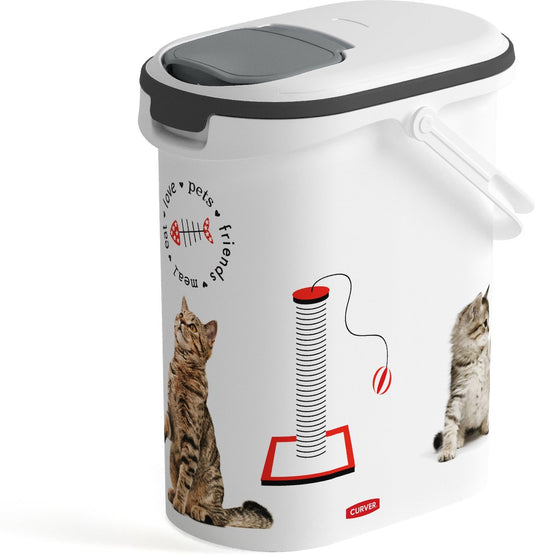 Curver voedselcontainer kat - 10l - 4kg - 30x19x35cm - wit grijs