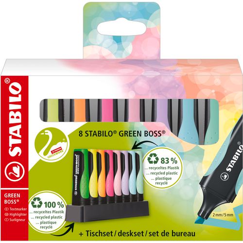 Stabilo green boss pastel - markeerstift - 8 stuks deskset