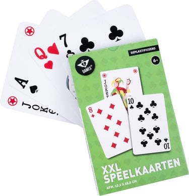 Longfield xxl speelkaarten 12,1 x 18,5 cm – geplastificeerd papieren kaartspel (54 kaarten) – extra groot kaartspel voor gezelschapsspellen familiespel – engelhart