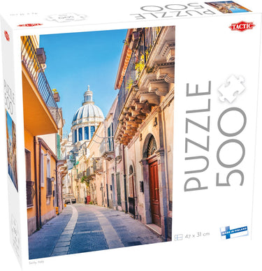 Tactic sicily, italy – puzzel – 500 stukjes – italiaans kustlandschap op sicilië – middellandse zee en historisch dorp – hoogwaardige scandinavische kwaliteit