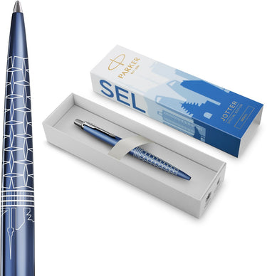 Parker jotter balpen | special edition | seoul blue met verchroomd detail | medium penpunt | blauwe inkt | geschenkverpakking