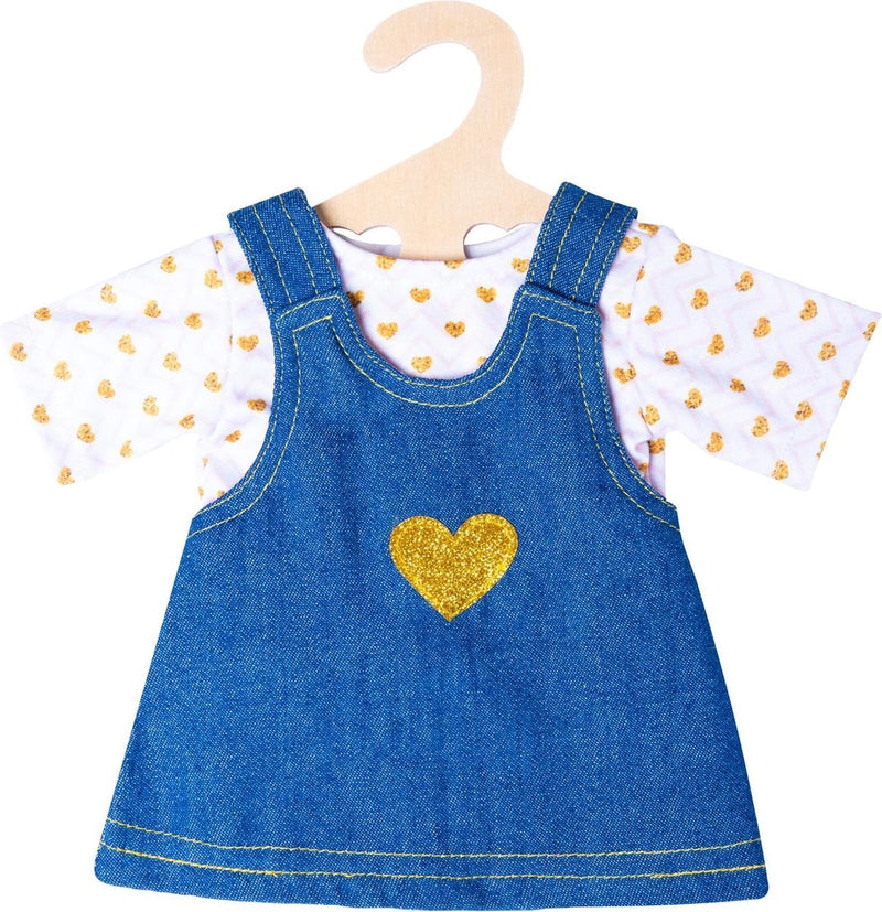 Afbeelding laden in galerijviewer, Heless poppenjurk met gouden t-shirt, 35-45 cm
