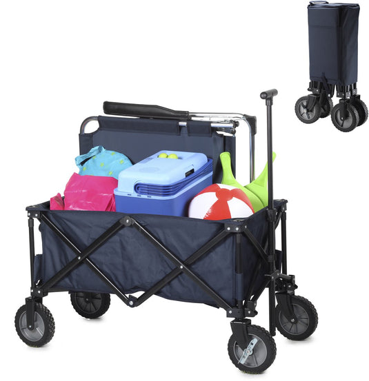 Tristar bolderkar opvouwbaar - stevige bolderwagen harmonicaframe - 70 kg draagvermogen - 39x20x75 cm - incl. bodemplaat en opbergtas - campingwagen, transportkar, trekwagen en strandkar voor tuin, festival, boodschappen, dagje uit - hc-0910 - blauw