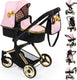 Bayer design - combi poppenwagen neo vario - zwart roze goud