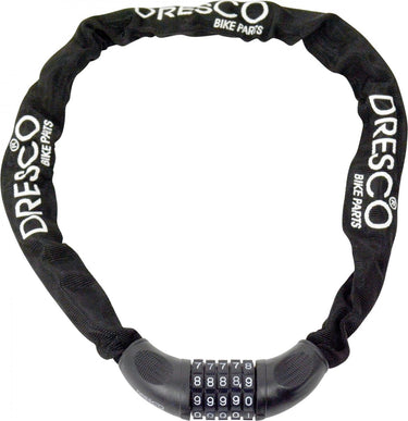 Dresco kettingcijferslot 90cm - rond 6mm - zwart