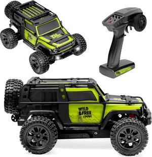 Overmax x-vast rc auto rc car – 1:10 crawler 4x4 – metalen aandrijfas – olie-schokdempers – led verlichting – 2 accu’s (tot 40 min) – 30 km u – traploze snelheidsregeling – offroad terrein model – ready to run - bestuurbare auto