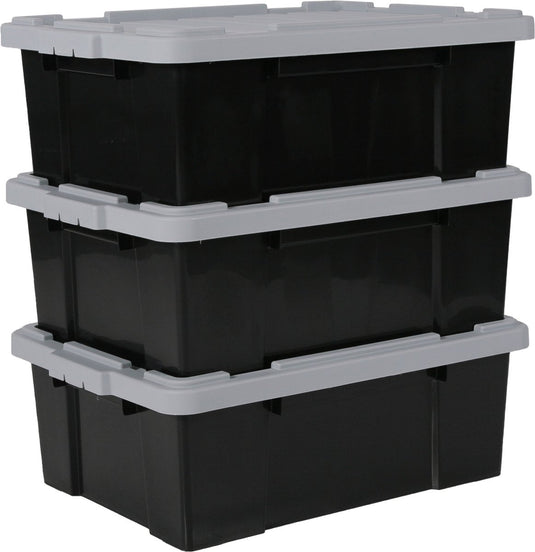 Iris powerbox opbergbox - 43l - kunststof - zwart grijs - set van 3