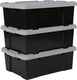 Iris powerbox opbergbox - 43l - kunststof - zwart grijs - set van 3