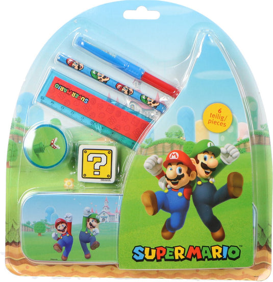 Undercover super mario schoolset in blik, 7dlg.