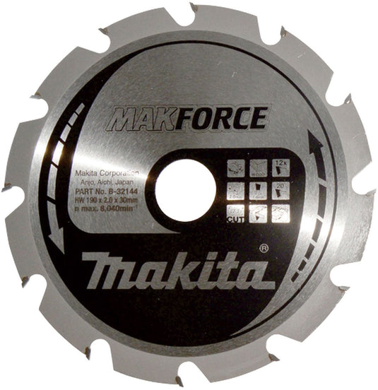 Makita cirkelzaagblad voor hout | makforce | ø 190mm asgat 30mm 12t - b-32144