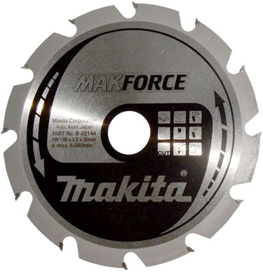 Makita cirkelzaagblad voor hout | makforce | ø 190mm asgat 30mm 12t - b-32144